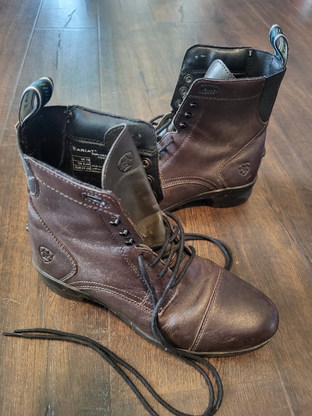 Ariat Heritage IV Zip Lace Leather Riding Boots Dark Brown Women 7B 10020124